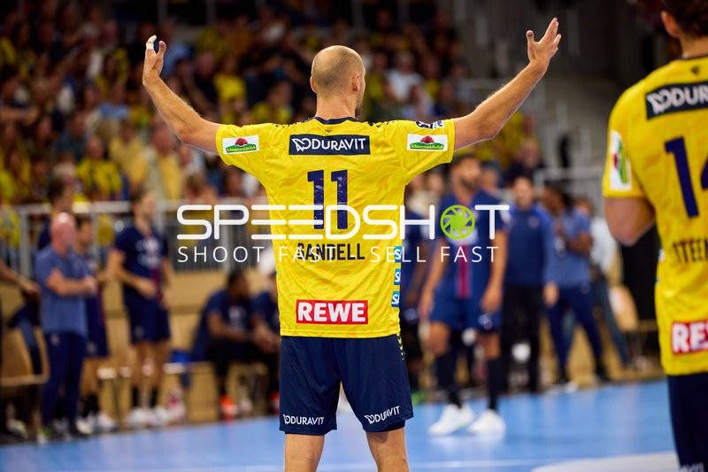 Lukas Sandell (11; Rhein Neckar Löwen) jubelt nach Tor