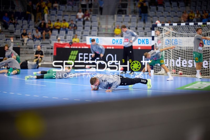 GWD Minden Spieler beim Aufwärmen