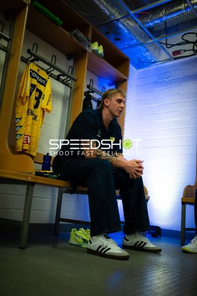 Edwin Aspenbäck (78; Rhein Neckar Löwen) in der Umkleide