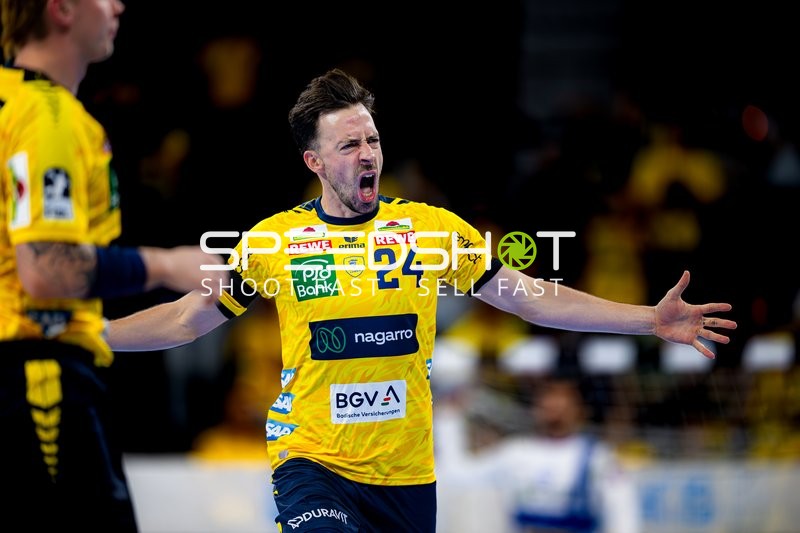 Patrick Groetzki (24; Rhein Neckar Löwen) jubelt nach Tor