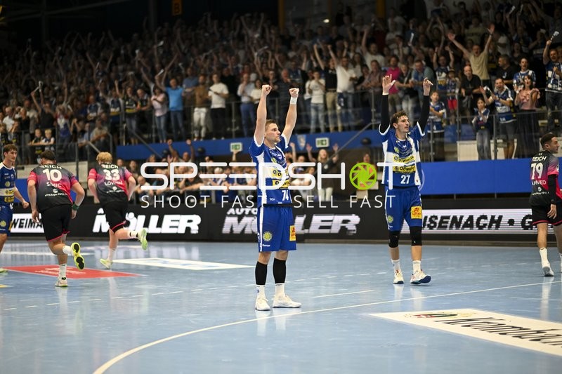 Jubel von Vincent Buchner (74; ThSV Eisenach) und Philipp Meyer (27; ThSV Eisenach)