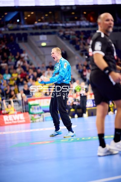 Emotionale Reaktion von David Späth (29; Rhein Neckar Löwen) bei Handball-Bundesliga-Spiel