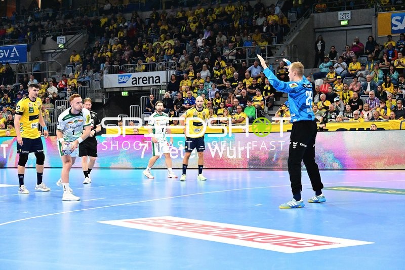 Tomas Piroch bereitet Wurf vor – David Späth im Tor der Rhein-Neckar Löwen