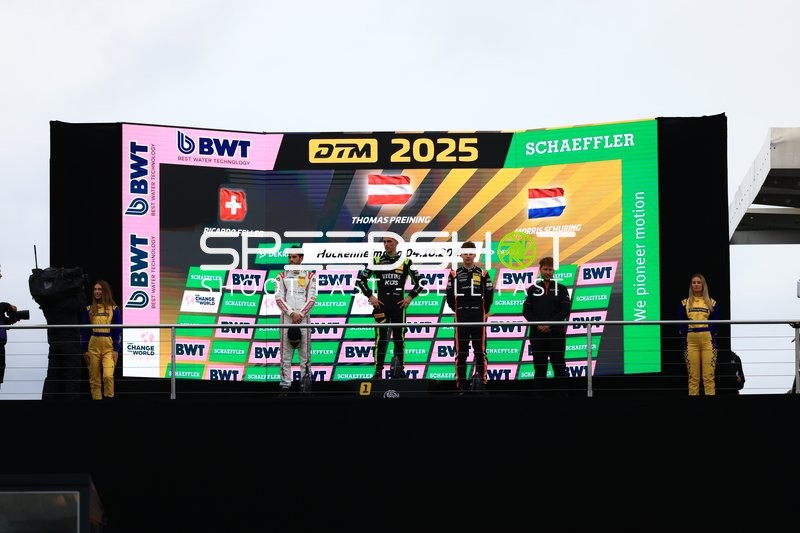 Podium mit DTM 2025 (29): Ricardo Feller, DTM 2025 (1): Mirko Bortolotti und DTM 2025 (92): Morris Schuring