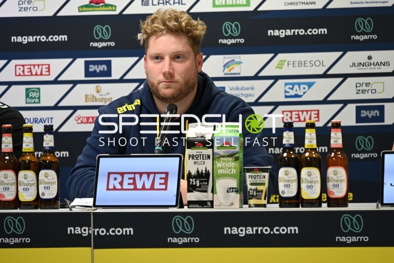 Kevin Gerwin (49; Rhein Neckar Löwen) bei Pressekonferenz