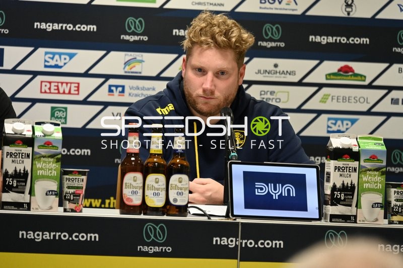 Kevin Gerwin (49; Rhein Neckar Löwen) bei Pressekonferenz