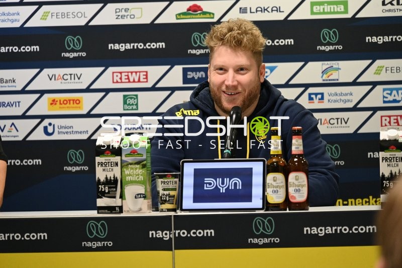 Kevin Gerwin (49; Rhein Neckar Löwen) bei Pressekonferenz