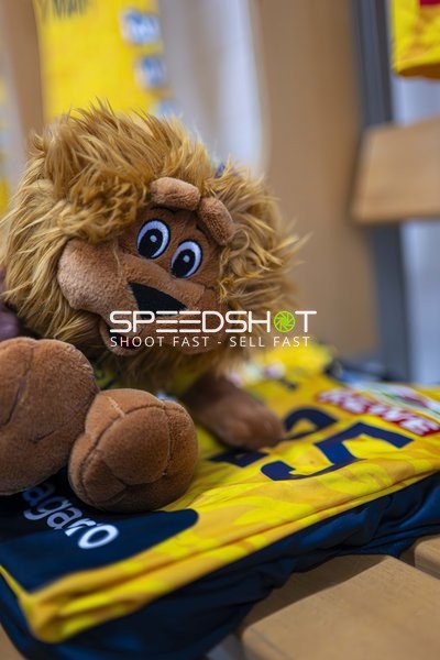 Maskottchen auf Trikot von Haukur Thrastarson (25; Rhein Neckar Löwen)