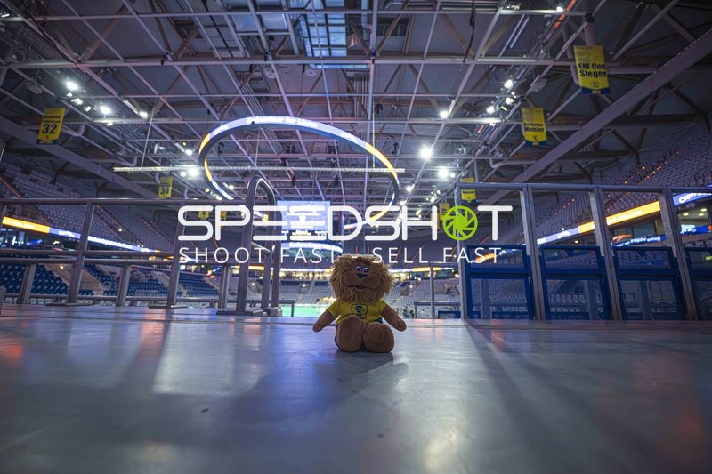 Leere Arena mit Maskottchen