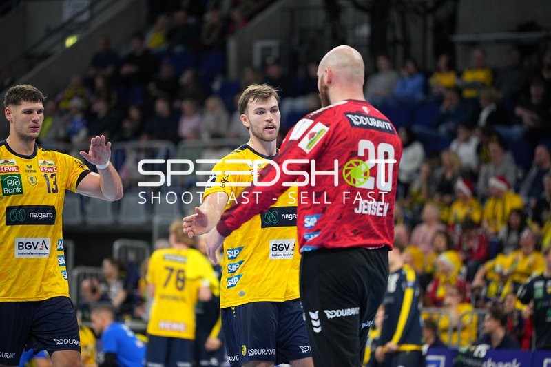 Handball-Szene mit Steven Plucnar Jacobsen (9; Rhein Neckar Löwen) und Sebastian Heymann (13; Rhein Neckar Löwen)