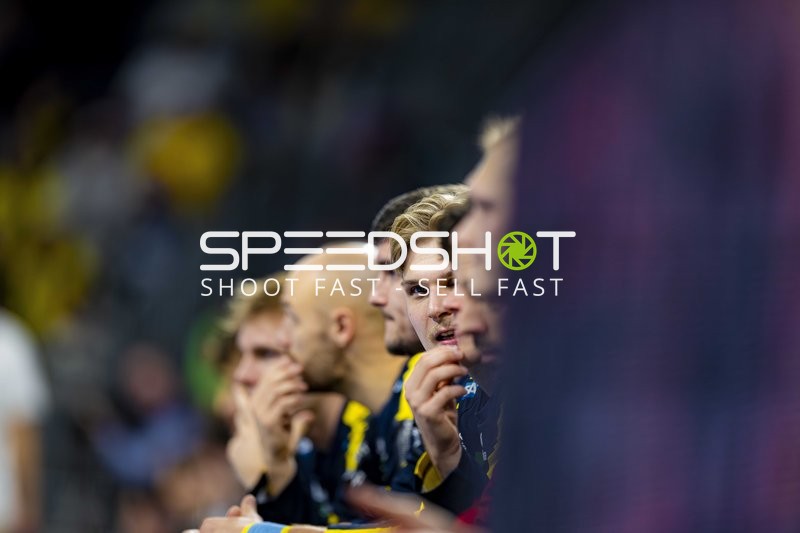 Spieler von Rhein Neckar Löwen auf der Bank