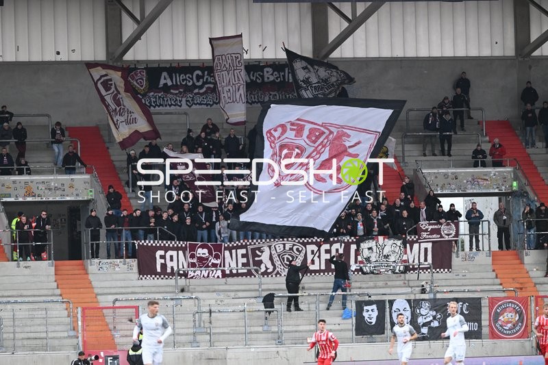 Fans und Spieler im Stadion