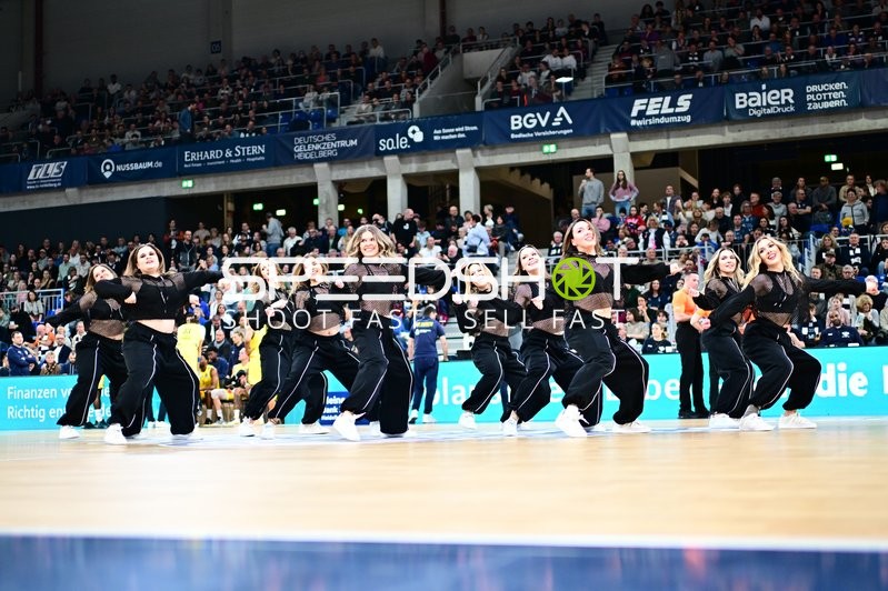 Tanzgruppe auf Spielfeld