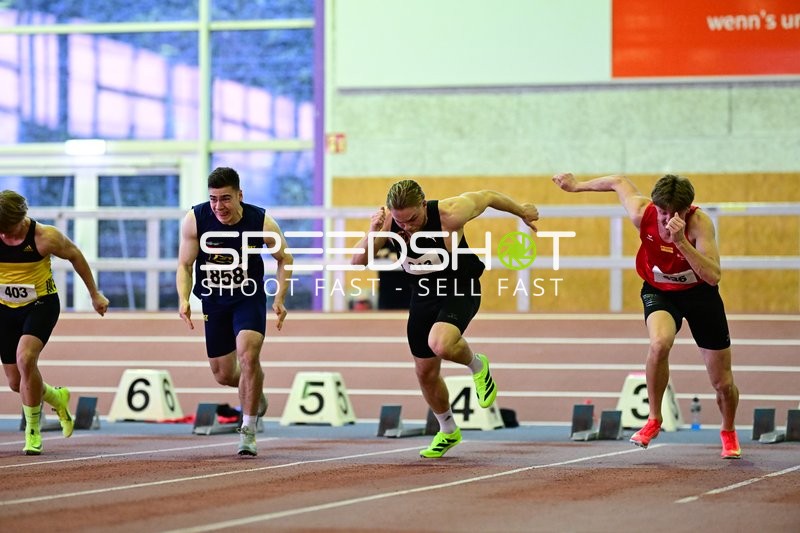 Sprintstart mit 403; LG Rhein-Wied und Leitz Florian (858; Post-Sportverein Trier)