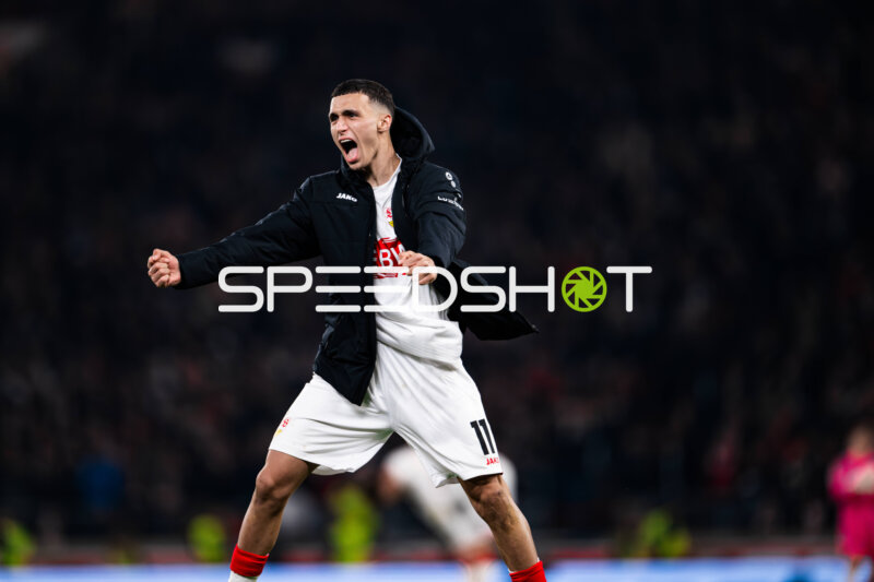 Jubel von Bilal El Khannouss (11; VfB Stuttgart)