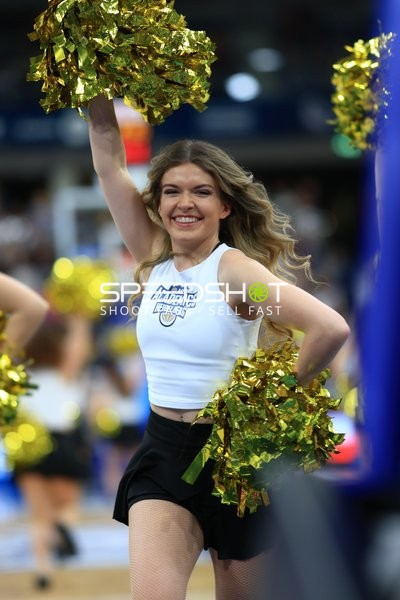 Basketball-Szene mit Cheerleaderin