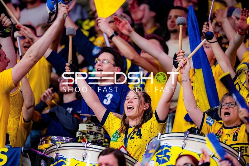 Fans in gelben Trikots feiern