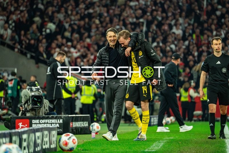 Niko Kovac (links, Cheftrainer, BVB), Maximilian Beier #14 (BVB)
