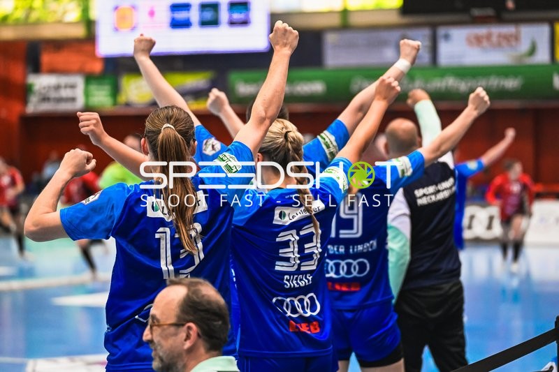 Jubel mit Alicia Soffel (13; Sport-Union Neckarsulm), 33; Sport-Union Neckarsulm und Iva van der Linden (19; Sport-Union Neckarsulm)