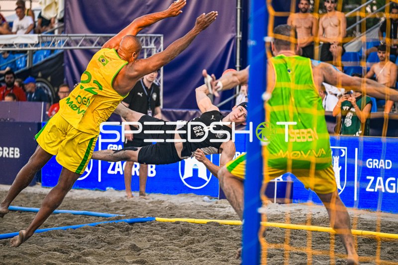 Deutschland Beachhandball: Spektakulärer Wurf gegen Brasilien in Zagreb
