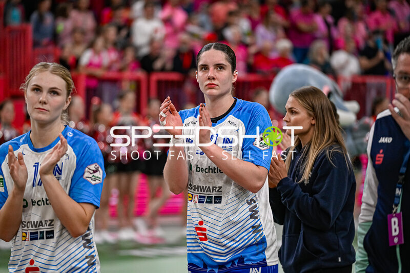 Szene mit Merle Albers (39; Sport-Union Neckarsulm), Lynn Holtman (17; Sport-Union Neckarsulm) und Angunn Gudmestad (7; Sport-Union Neckarsulm)