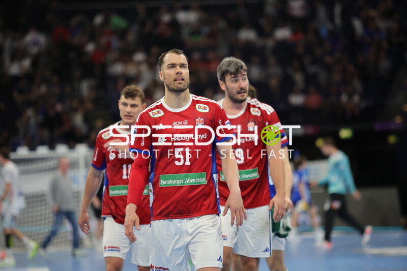 Casper Ulrich Mortensen (#6), Jacob Lassen (#9) und Nicolaj Jörgensen (#11) bei HSV Hamburg