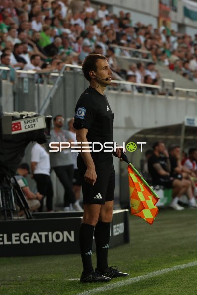 Schiedsrichter-Assistent mit Fahne beim Spiel Fürth gegen Essen