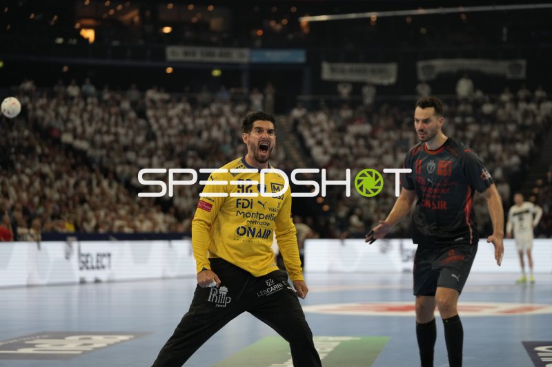 Rémi Desbonnet (#92; Montpellier HB) jubelt lautstark
