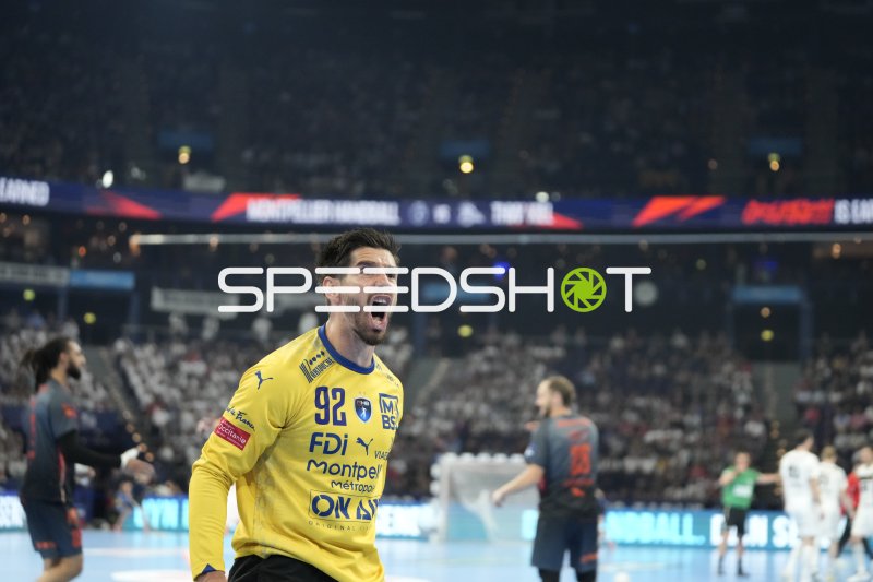 Rémi Desbonnet (#92; Montpellier HB) jubelt ausgelassen