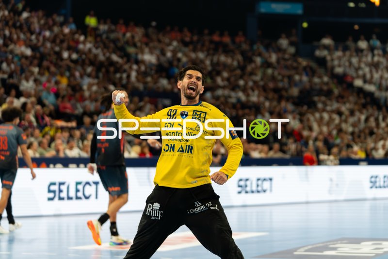 Rémi Desbonnet (#92; Montpellier HB) jubelt ausgelassen