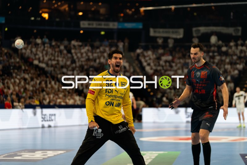 Rémi Desbonnet (#92; Montpellier HB) jubelt nach Parade