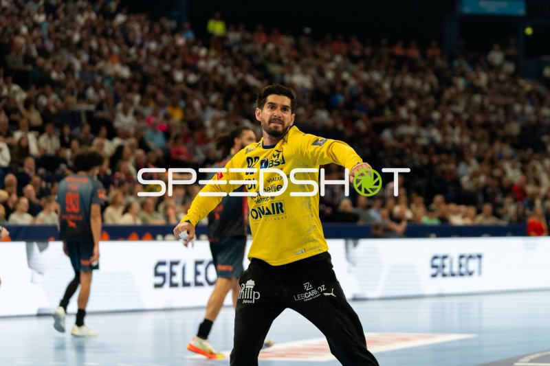 Rémi Desbonnet (#92; Montpellier HB) im Einsatz als Torwart