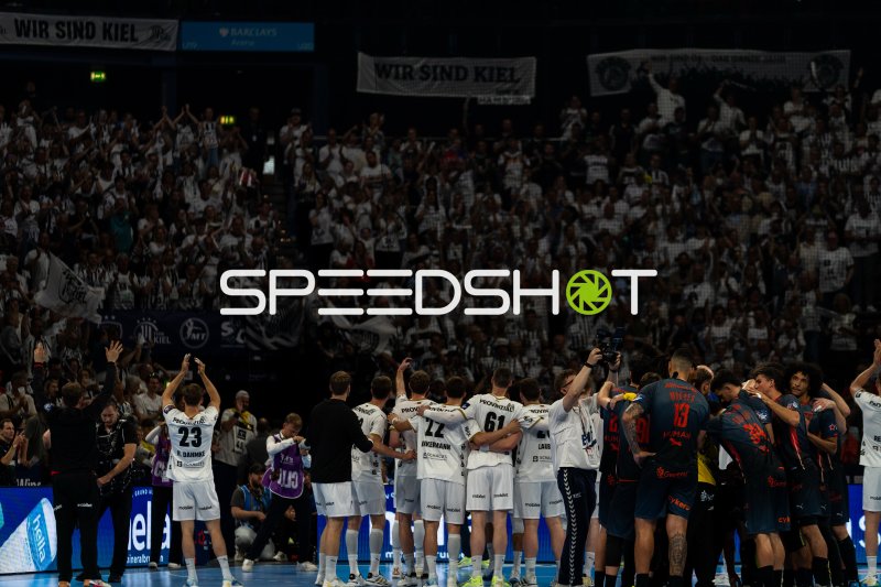 THW Kiel und Montpellier HB feiern gemeinsam vor den Fans