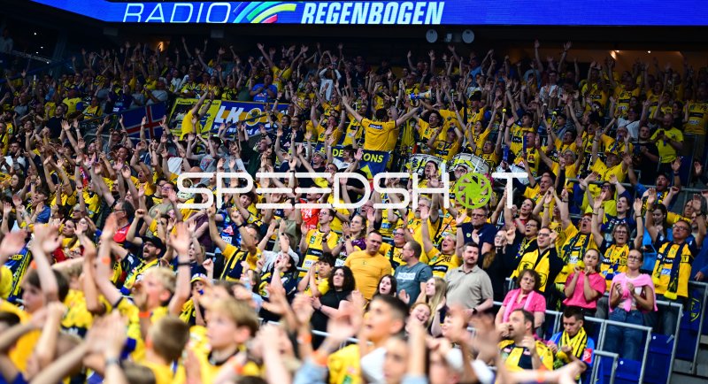 Rhein Neckar Löwen Fans feiern begeistert in der Arena