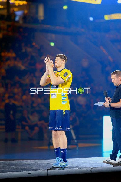Sebastian Heymann (#13; Rhein Neckar Löwen) bei Spielervorstellung