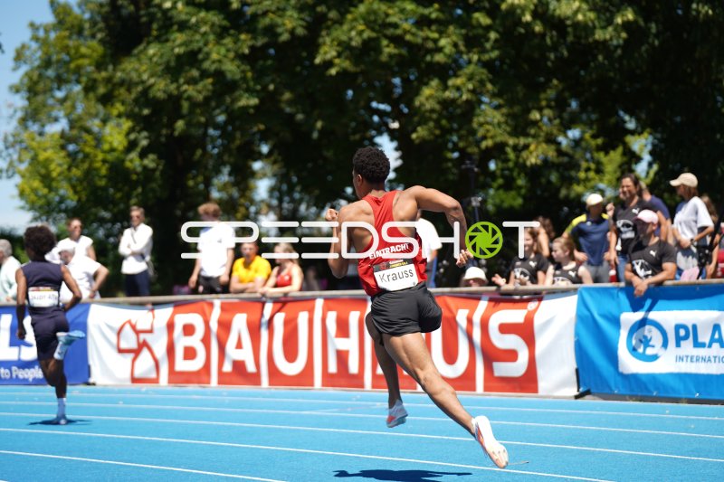 Oskar Krauss (Eintracht Frankfurt) im Sprint beim Leichtathletik-Meeting Mannheim