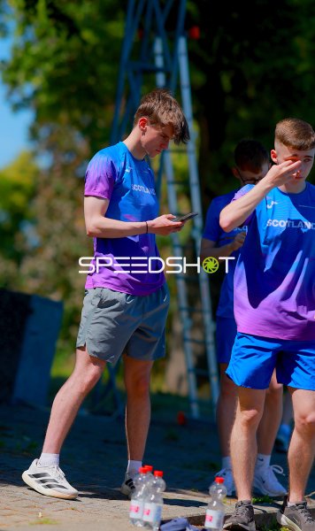 Scotland-Athleten beim Aufwärmen im Michael-Hoffmann-Stadion Mannheim