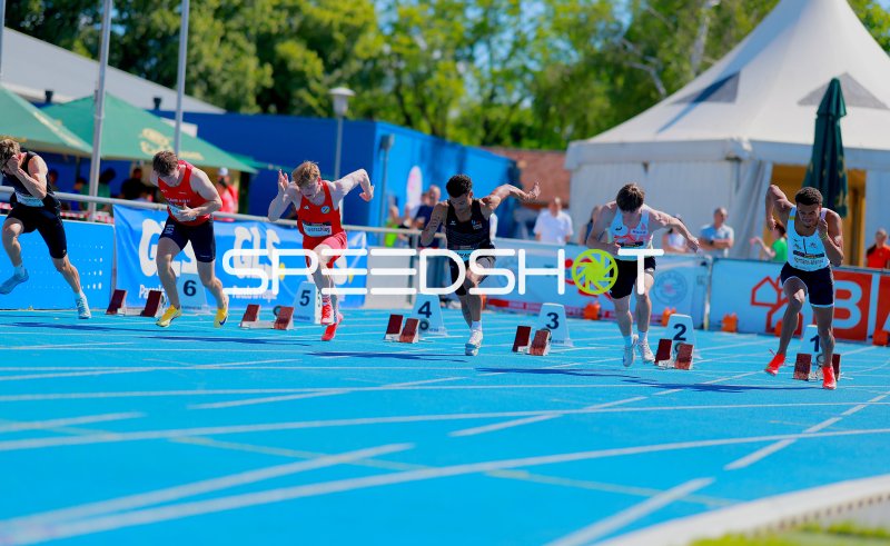 Sprintstart im 100m-Lauf beim Leichtathletik-Meeting in Mannheim