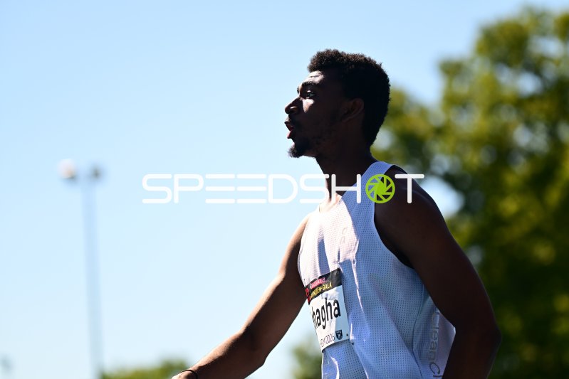 Akira Eghagha beim Sprint-Wettkampf im Michael-Hoffmann-Stadion Mannheim