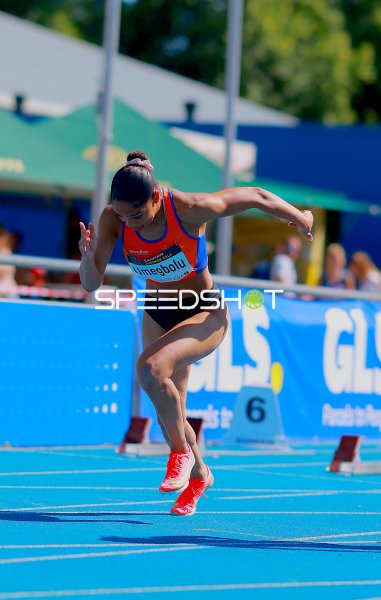 Joy Umegbolu (#335) beim Sprint im Michael-Hoffmann-Stadion Mannheim