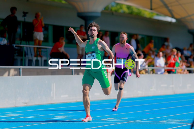 Phil Grolla (#633) und Andreas Walser (#632) beim 100m-Sprint in Mannheim