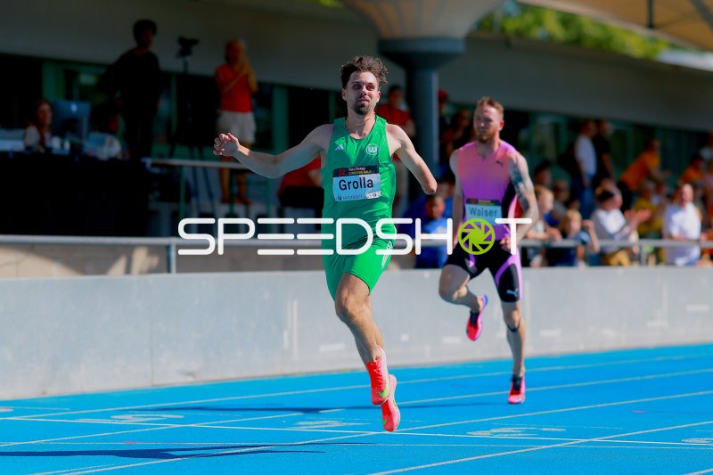 Phil Grolla (#633) und Andreas Walser (#632) beim 100m-Sprint in Mannheim