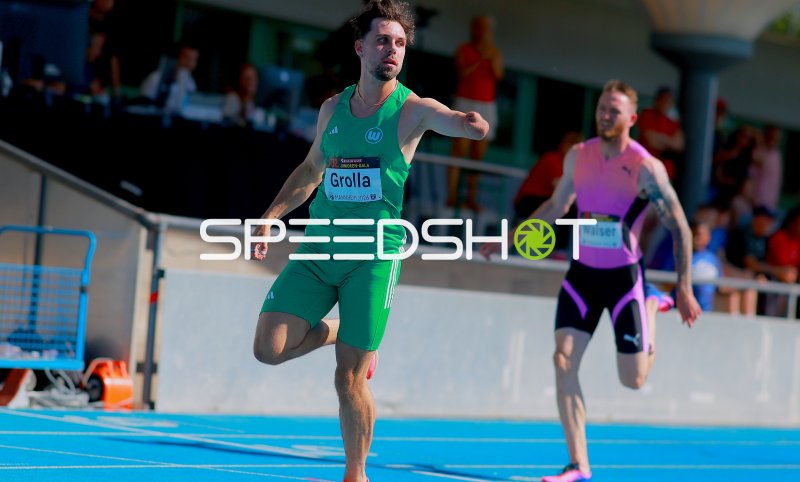 Phil Grolla (#633) und Andreas Walser (#632) beim 100m-Sprint in Mannheim