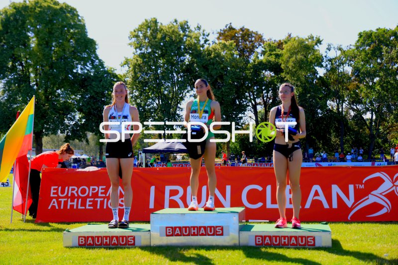 Siegerehrung mit Mariana Moreira, Sterre Provost und Smilla Bauer beim European Athletics Meeting Mannheim