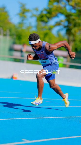 Sprinter aus Great Britain beim Sprint im Michael-Hoffmann-Stadion Mannheim