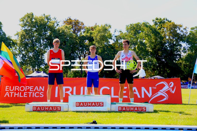 Siegerehrung mit Theo Hielscher und Lucas Barthel beim European Athletics Meeting Mannheim