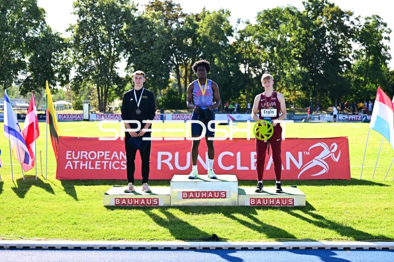 Siegerehrung mit Ainars Erglis bei European Athletics im Michael-Hoffmann-Stadion
