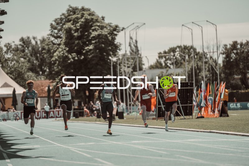 Levi Normann-Afanou (#273) im Sprint beim Leichtathletik-Meeting Mannheim