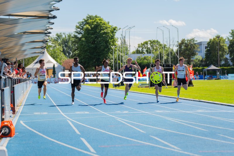 Sam Van Dooren, Akira Eghagha und Bright Otiora im 100m-Sprint in Mannheim