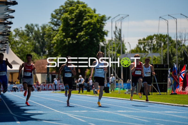 Lennox Schmidt (#26) im 100m-Sprint beim Michael-Hoffmann-Stadion Mannheim